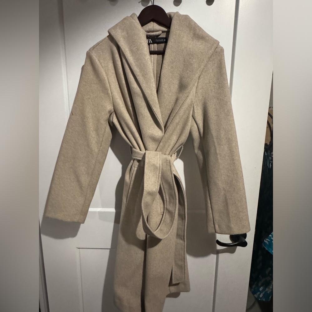 Belted hooded soft coat